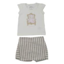 Conjunto Feminino Blusa e Shorts Saia Listrada 20019 - Bicho Bagunça
