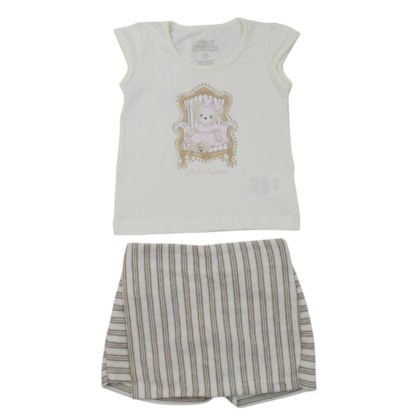 Conjunto Feminino Blusa e Shorts Saia Listrada 20019 - Bicho Bagunça