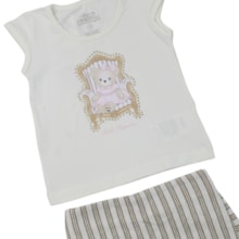 Conjunto Feminino Blusa e Shorts Saia Listrada 20019 - Bicho Bagunça