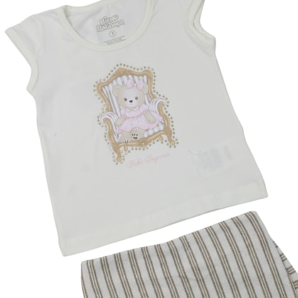 Conjunto Feminino Blusa e Shorts Saia Listrada 20019 - Bicho Bagunça