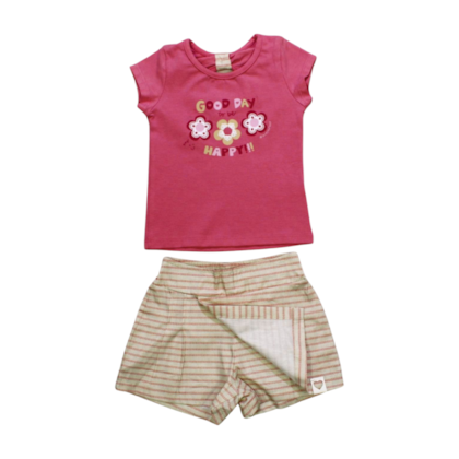 Conjunto Feminino Blusa e Shorts Saia Listrado 04077 - Dila 