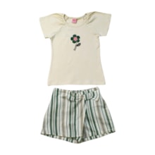 Conjunto Feminino Blusa e Shorts Saia Listrado 04617 - Dila 