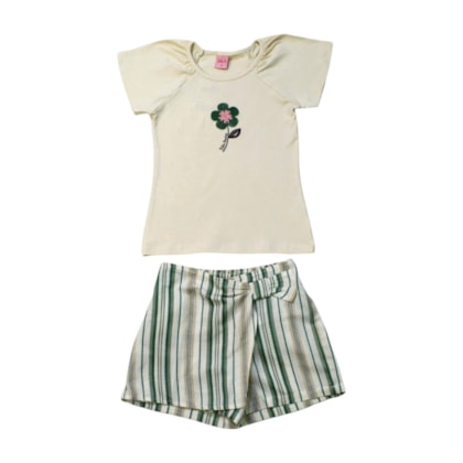 Conjunto Feminino Blusa e Shorts Saia Listrado 04617 - Dila 