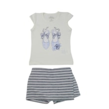Conjunto Feminino Blusa e Shorts Saia Listrado 30020 - Bicho Bagunça