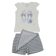 Conjunto Feminino Blusa e Shorts Saia Listrado 30020 - Bicho Bagunça