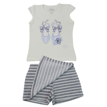 Conjunto Feminino Blusa e Shorts Saia Listrado 30020 - Bicho Bagunça