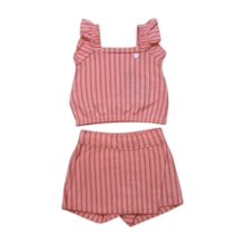 Conjunto Feminino Blusa e Shorts Saia Listrado 36848 - Brandili