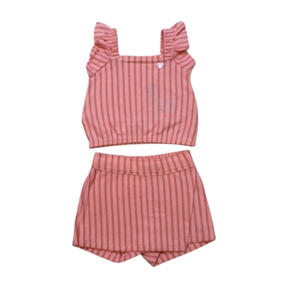 Conjunto Feminino Blusa e Shorts Saia Listrado 36848 - Brandili