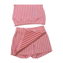 Conjunto Feminino Blusa e Shorts Saia Listrado 36848 - Brandili