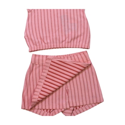 Conjunto Feminino Blusa e Shorts Saia Listrado 36848 - Brandili