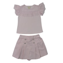 Conjunto Feminino Blusa e Shorts Saia Listrado 37483 - Angerô