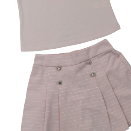 Conjunto Feminino Blusa e Shorts Saia Listrado 37483 - Angerô