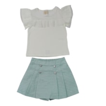 Conjunto Feminino Blusa e Shorts Saia Listrado 37483 - Angerô