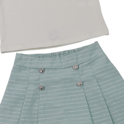 Conjunto Feminino Blusa e Shorts Saia Listrado 37483 - Angerô