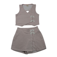 Conjunto Feminino Blusa e Shorts Saia Listrado 37498 - Angerô