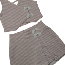 Conjunto Feminino Blusa e Shorts Saia Listrado 37498 - Angerô