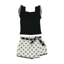Conjunto Feminino Blusa e Shorts Saia Moletinho Estampado 2001050 - Milon 