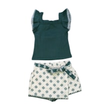 Conjunto Feminino Blusa e Shorts Saia Moletinho Estampado 2001050 - Milon 
