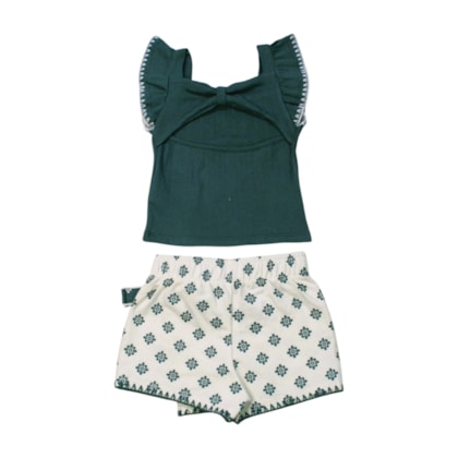 Conjunto Feminino Blusa e Shorts Saia Moletinho Estampado 2001050 - Milon 