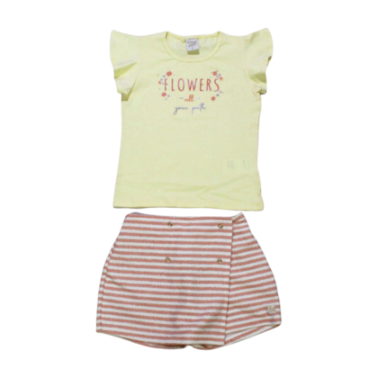 Conjunto Feminino Blusa e Shorts Saia Moletinho Listrado 11551 - Tiny Joy 