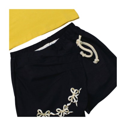 Conjunto Feminino Blusa e Shorts Saia Tecido Laços 04604 - Dila