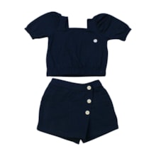 Conjunto Feminino Blusa e Shorts Saia Trabalhada 26748 - Brandili Mundi