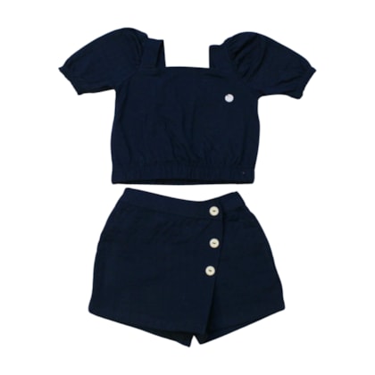 Conjunto Feminino Blusa e Shorts Saia Trabalhada 26748 - Brandili Mundi
