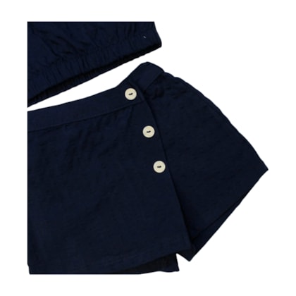 Conjunto Feminino Blusa e Shorts Saia Trabalhada 26748 - Brandili Mundi