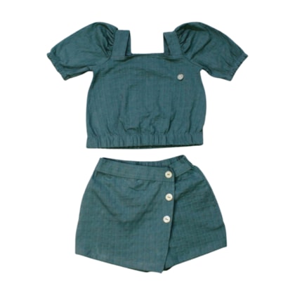 Conjunto Feminino Blusa e Shorts Saia Trabalhada 26748 - Brandili Mundi