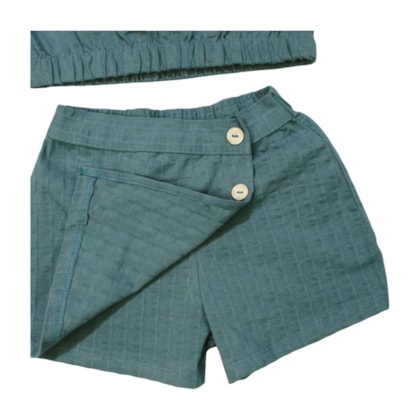 Conjunto Feminino Blusa e Shorts Saia Trabalhada 26748 - Brandili Mundi