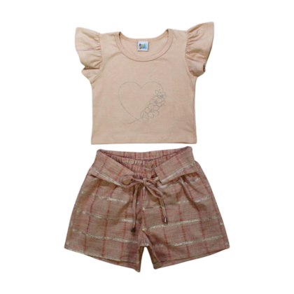 Conjunto Feminino Blusa e Shorts Sarja Xadrez 14244 - Ding Dang 