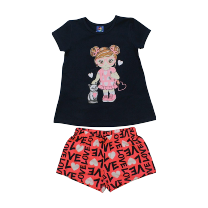 Conjunto Feminino Blusa e Shorts Sortido 9000571 - Pipa 