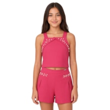 Conjunto Feminino Blusa e Shorts Tecido com Pérolas A5406 - Alakazoo