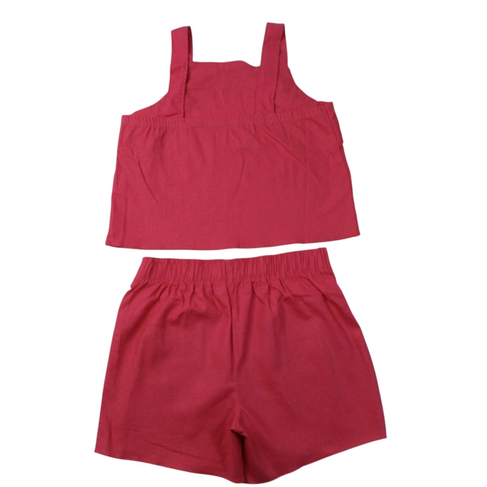 Conjunto Feminino Blusa e Shorts Tecido com Pérolas A5406 - Alakazoo
