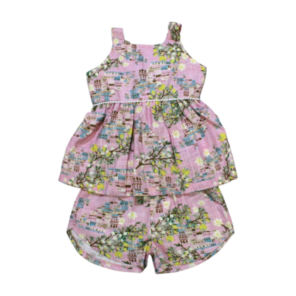 Conjunto Feminino Blusa e Shorts Tecido Estampado Flores 4231 - Dila