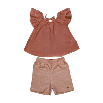 Conjunto Feminino Blusa e Shorts Tecido Listrado 60621 - D+ Baby 