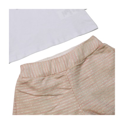 Conjunto Feminino Blusa Envelope Flores e Shorts Sarja - 22890 - Glinny