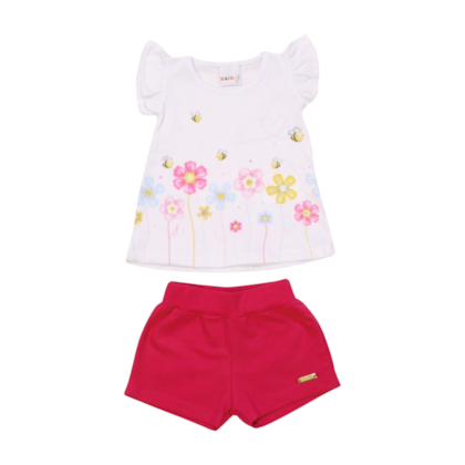 Conjunto Feminino Blusa Estampa Abelhas e Shorts 11208 - Kaiani 