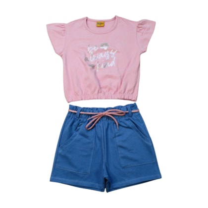 Conjunto Feminino Blusa Estampa Always e Shorts Cotton Jeans  24193 - Rollu