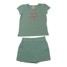 Conjunto Feminino Blusa Estampa Amore com Lantejoulas e Shorts Saia 46183 - Kely Kety