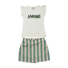 Conjunto Feminino Blusa Estampa Amore e Shorts Saia 43817 - Boca Grande