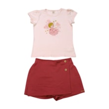 Conjunto Feminino Blusa Estampa Bailarina e Shorts Saia 22907 - Glinny