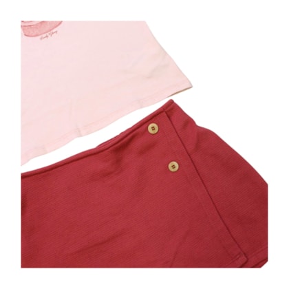 Conjunto Feminino Blusa Estampa Bailarina e Shorts Saia 22907 - Glinny