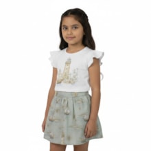 Conjunto Feminino Blusa Estampa Barquinho e Saia 2001768 - Milon