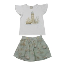 Conjunto Feminino Blusa Estampa Barquinho e Saia 2001768 - Milon