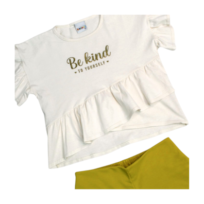 Conjunto Feminino Blusa Estampa Be Kind e Shorts Moletinho 11447 - Kaiani   