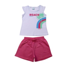 Conjunto Feminino Blusa Estampa Beach e Shorts Moletinho 18369 - Teddy