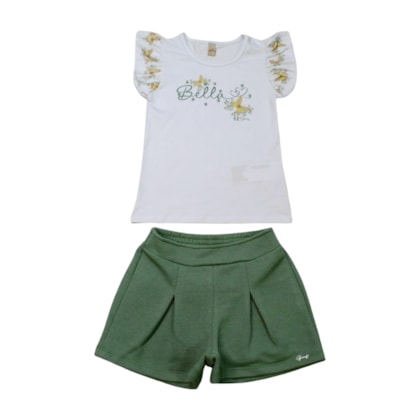 Conjunto Feminino Blusa Estampa Bella e Shorts 21656 - Glinny