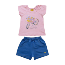 Conjunto Feminino Blusa Estampa Bike e Shorts Cotton Jeans 22145 - Rollu  