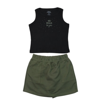 Conjunto Feminino Blusa Estampa Bold e Shorts Saia 40014 - Bicho Bagunça